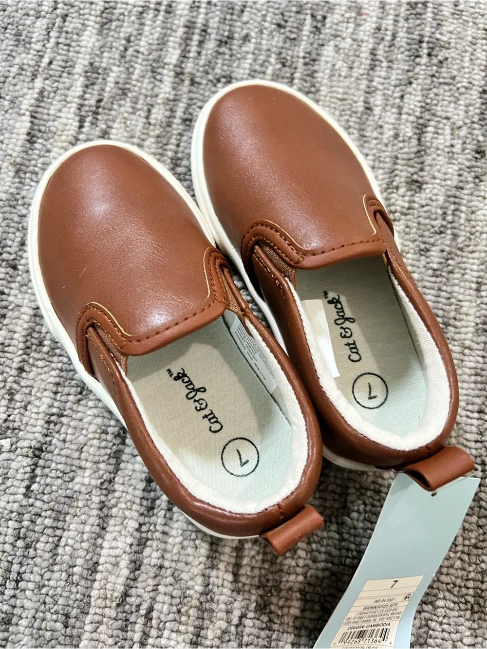 Cat & Jack Brown Slip-On Kids Dress Shoes Size 7
